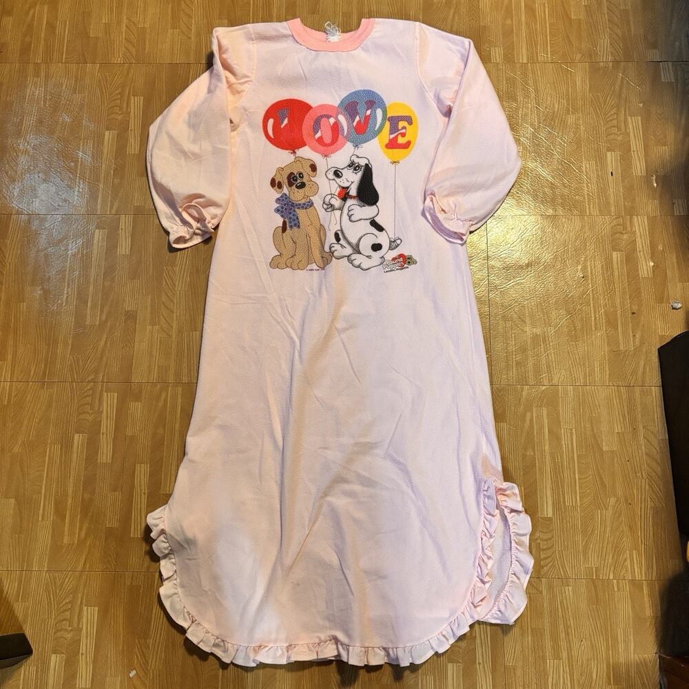 VINTAGE Pound Puppies Doggone Lovable Pink Nightgown Girl’s Sz 14 Purple 80s
